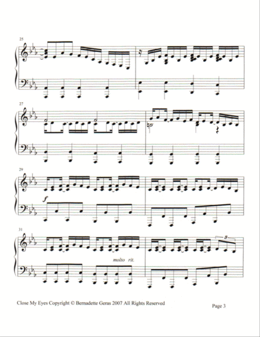 Close My Eyes Piano Solo scores gallery preview page 3