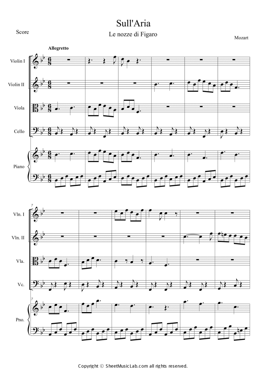 Sull'aria Piano Quintet scores gallery preview page 1