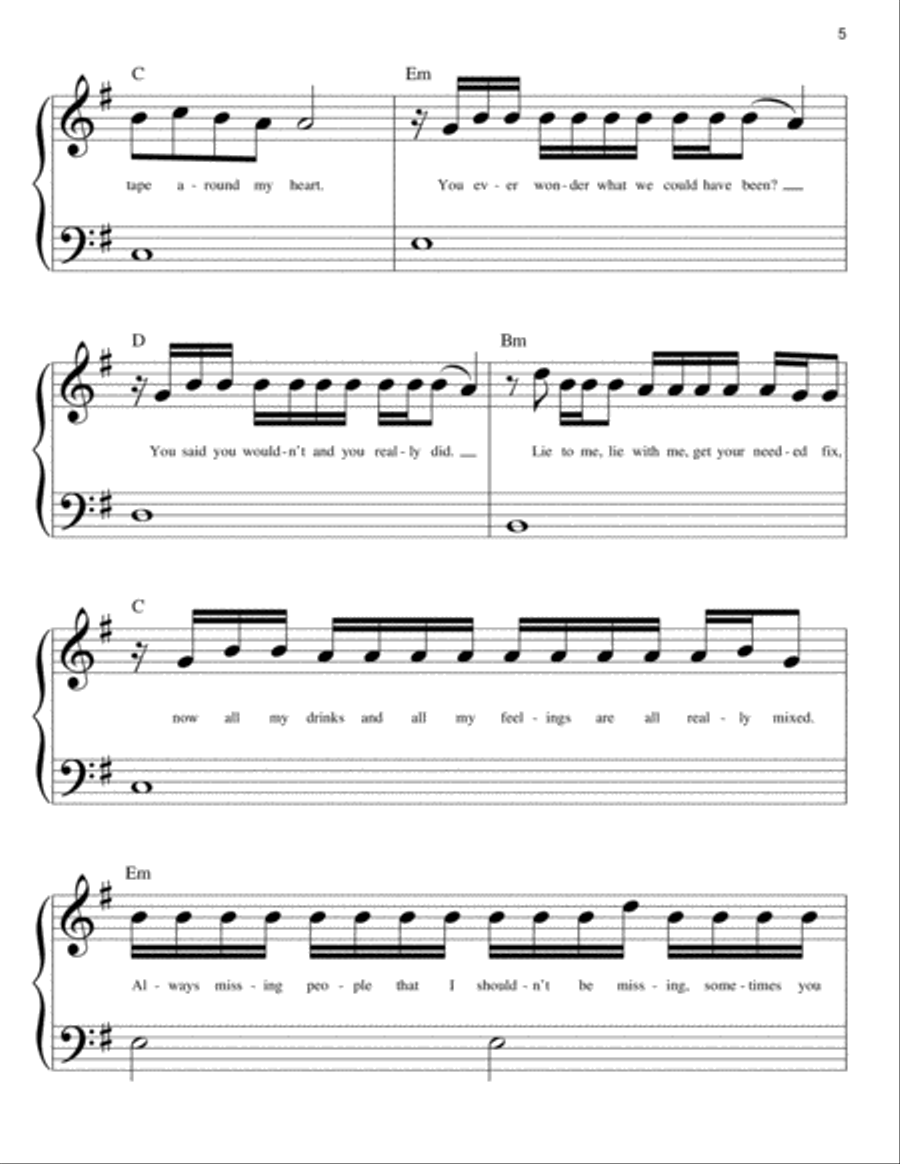 I Hate U, I Love U I Hate U, I Love U Easy Piano scores gallery preview page 5