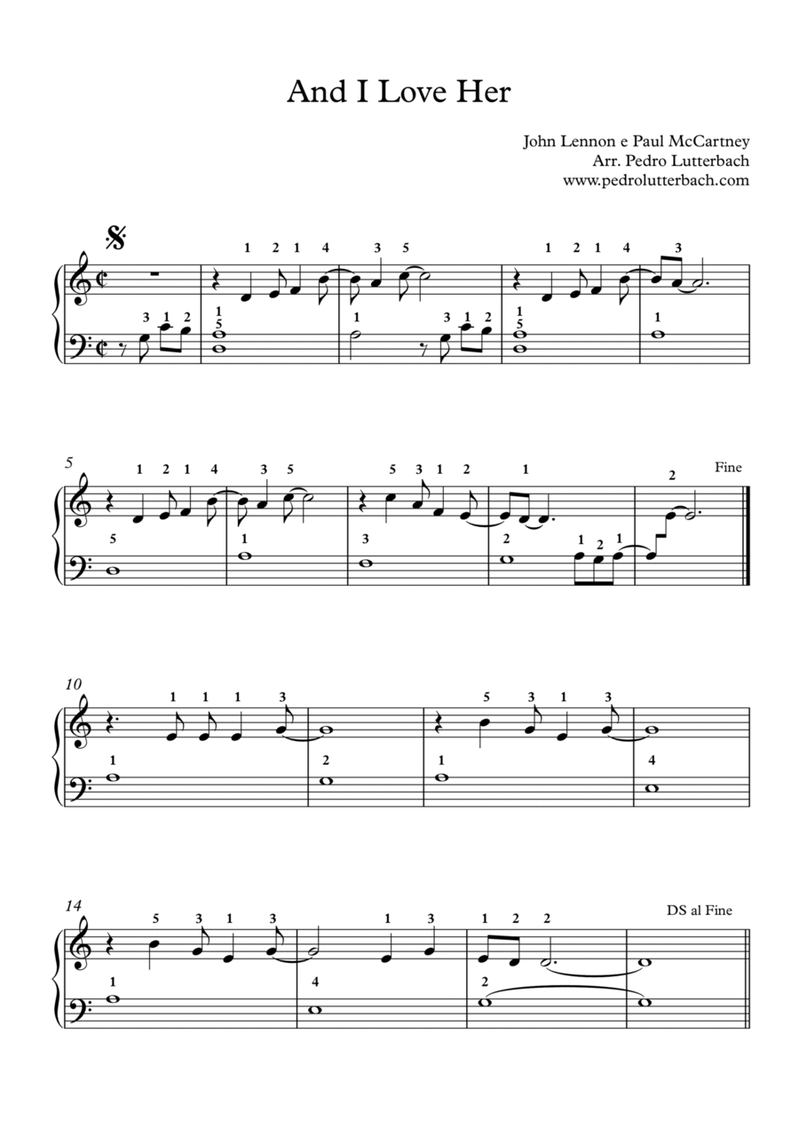 And I Love Her Easy Piano scores gallery preview page 1