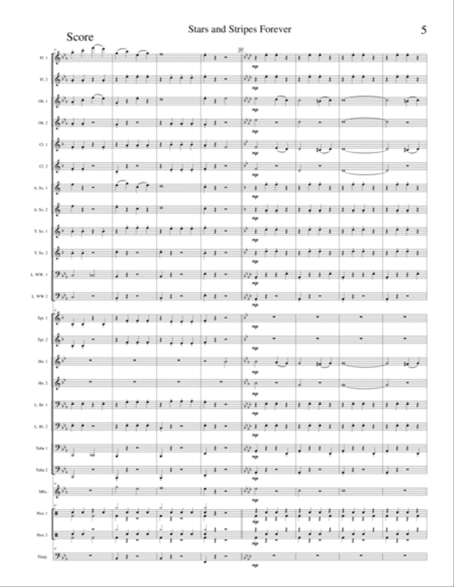 The Stars and Stripes Forever for MS Band by John Philip Sousa Concert Band scores gallery preview page 6