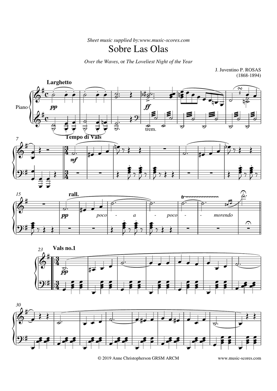 Over the Waves - Piano Piano Solo - Digital Sheet Music