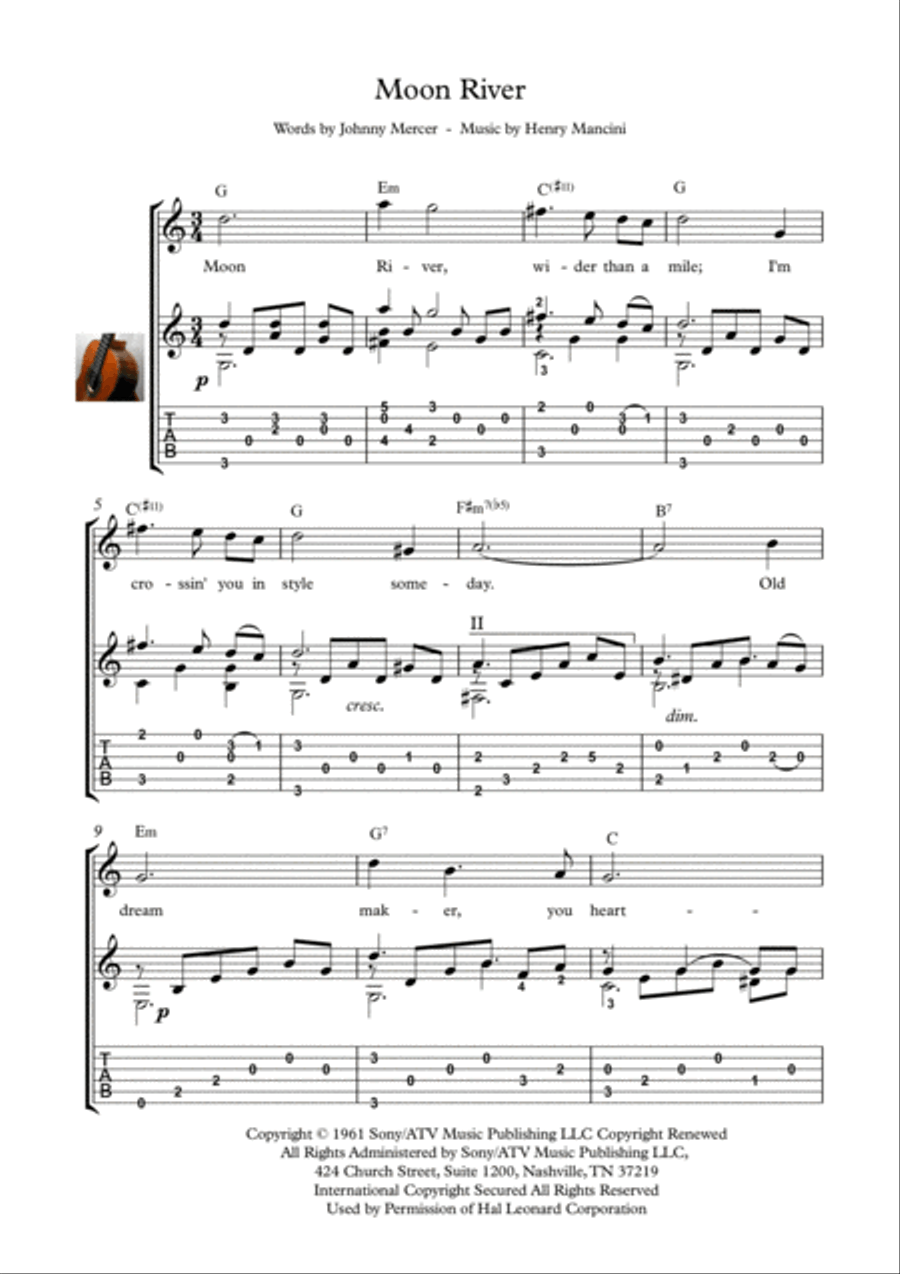 Moon River Electric Guitar scores gallery preview page 1