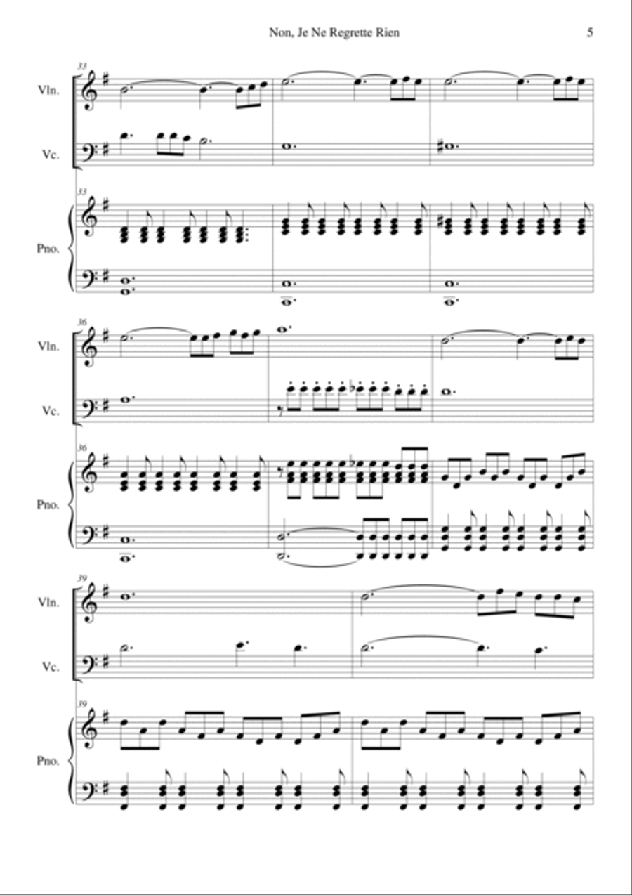 Non, Je Ne Regrette Rien Piano Trio scores gallery preview page 5