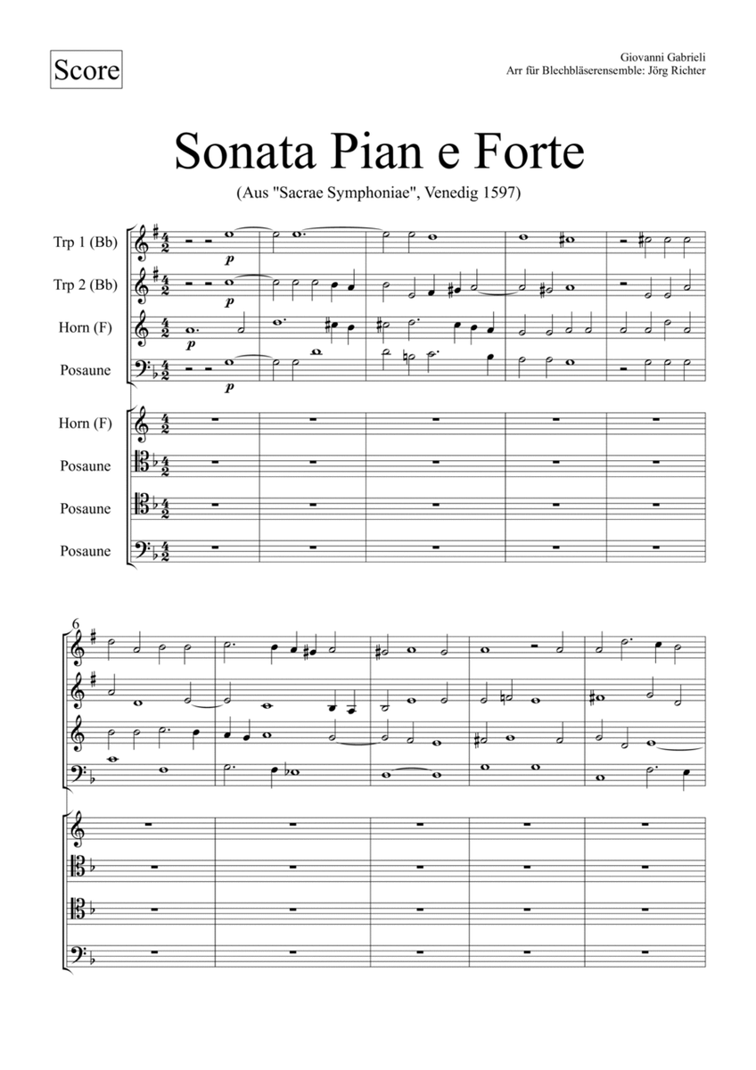 Sonata Pian e Forte (From: "Sacrae Symphoniae", Venedig 1597) for Brass Ensemble image number null