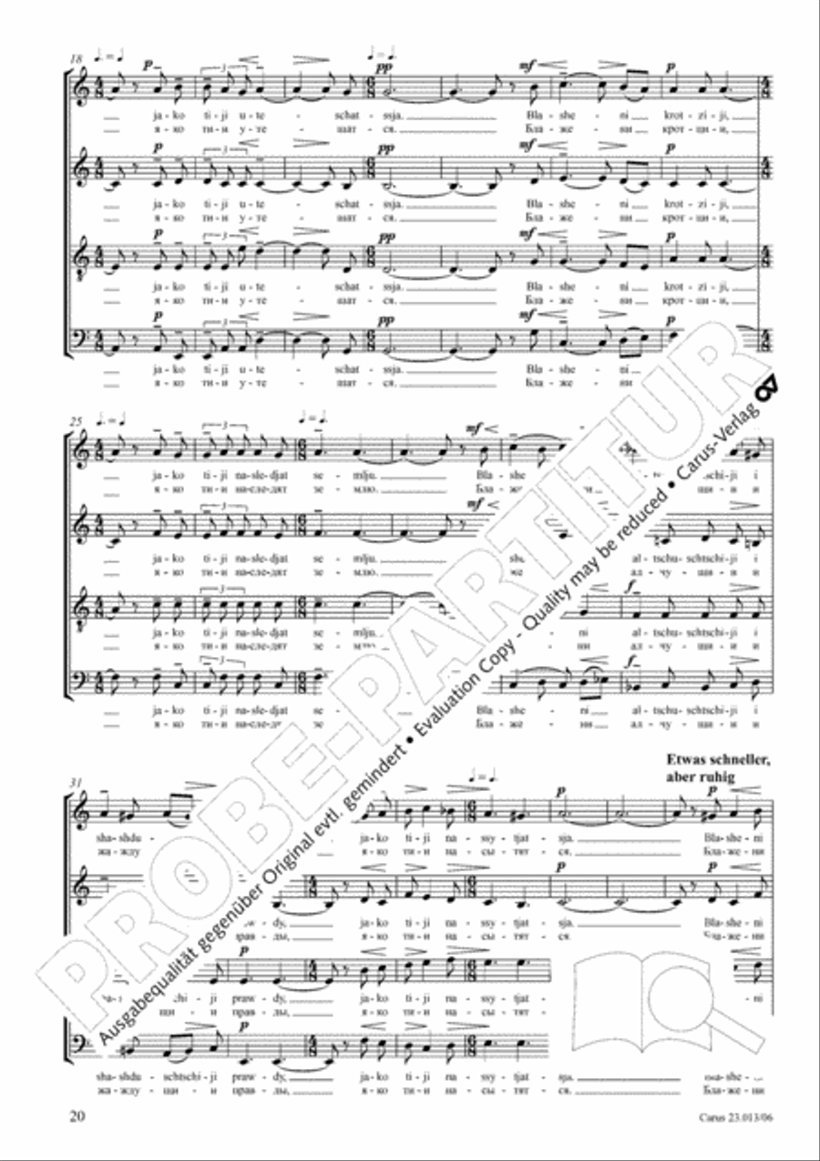 Liturgy of St. John Chrysostom op. 31 for mixed choir a cappella (Chrysostomos-Liturgie op. 31 fur Chor a cappella mit singbarem deutschem Text) A Cappella scores gallery preview page 21