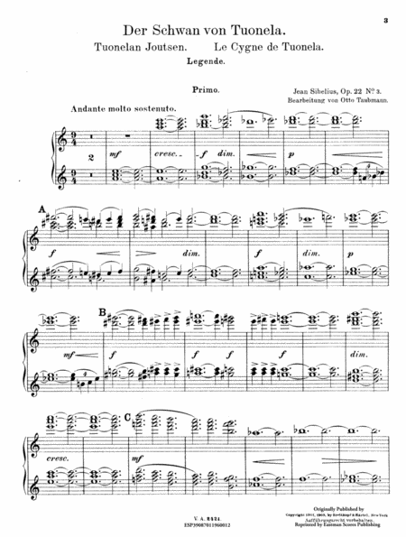 Der Schwan von Tuonela (Tuonelan joutsen): Legende fur Orchester. Op. 22, no. 3