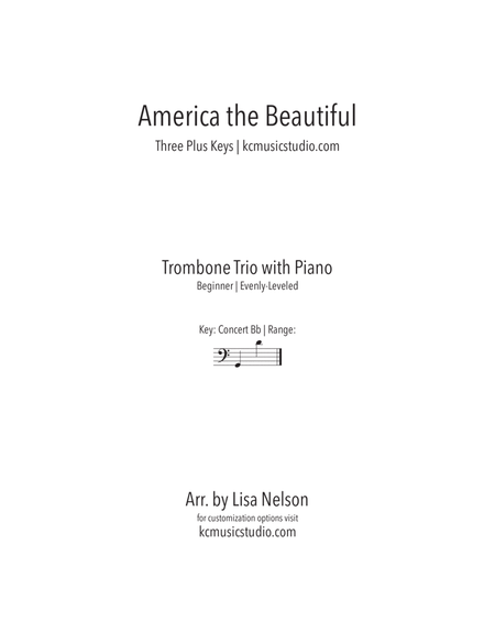 America the Beautiful Trombone Trio with Piano Accompaniment - Beginning image number null