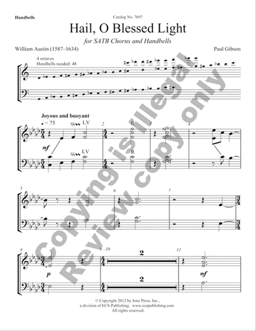Hail, O Blessed Light (Handbell Part) Handbell Choir scores gallery preview page 5