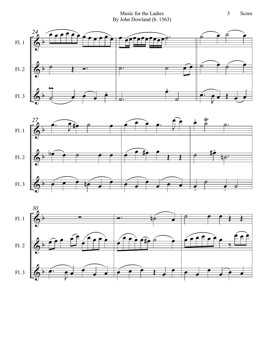 Dowland (1563) Music for the Ladies set for flute trio Flute Trio scores gallery preview page 4