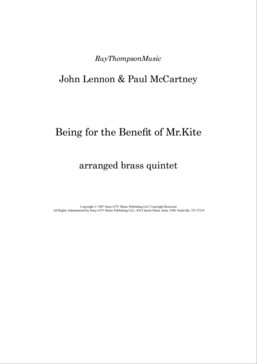 Being For The Benefit Of Mr. Kite Brass Quintet scores gallery preview page 2