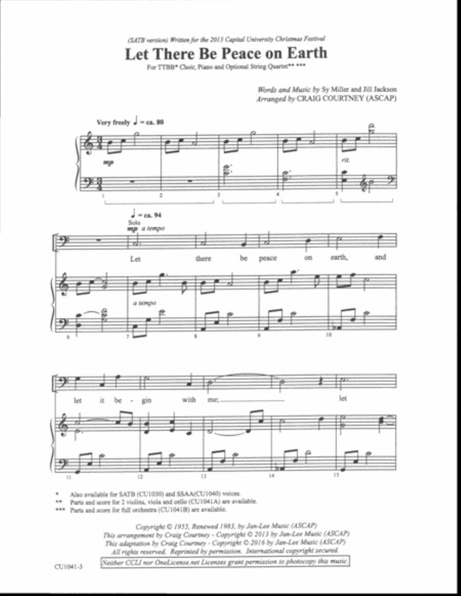 Let There Be Peace on Earth - TTBB TTBB scores gallery preview page 2