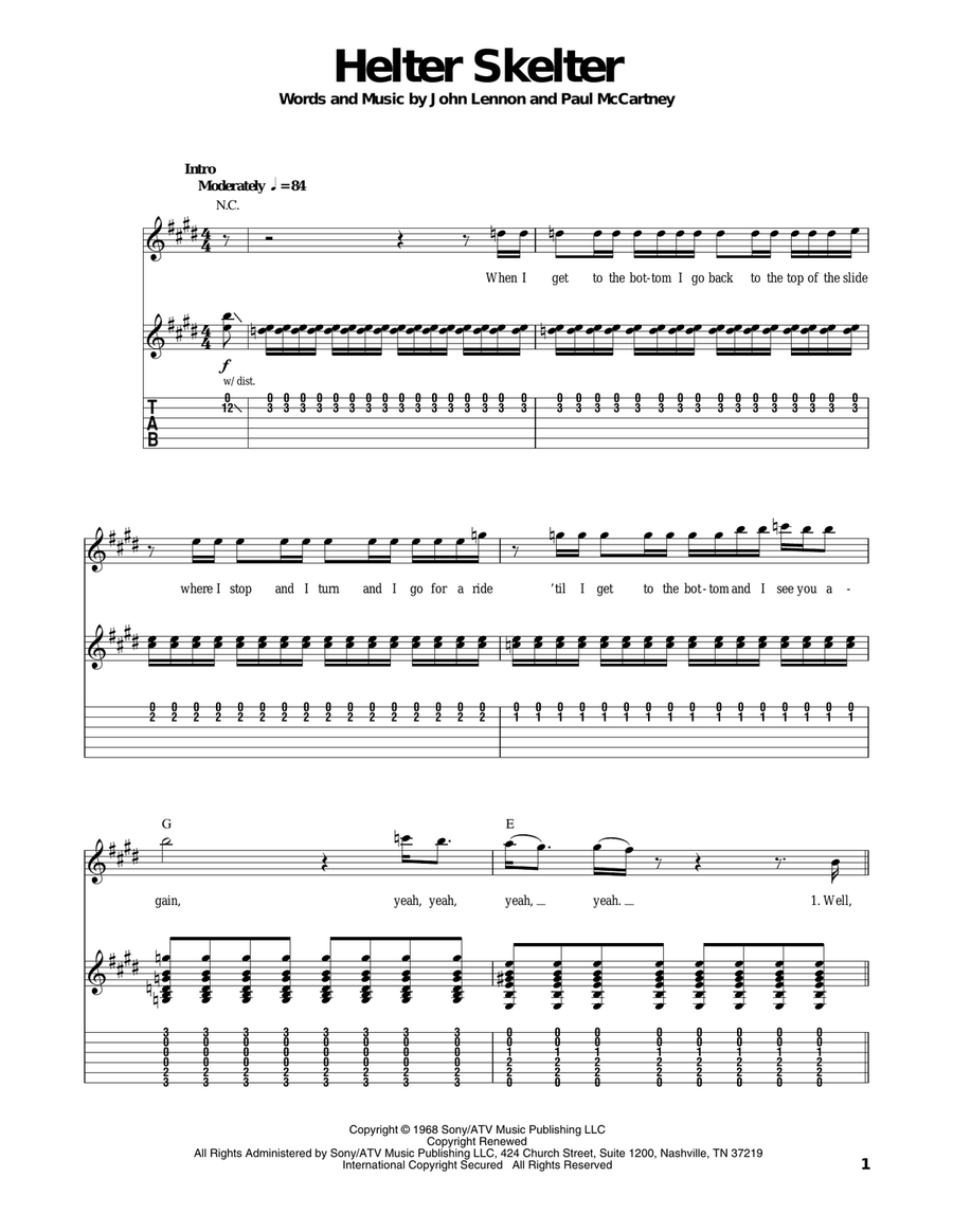 Helter Skelter Helter Skelter Acoustic Guitar scores gallery preview page 1