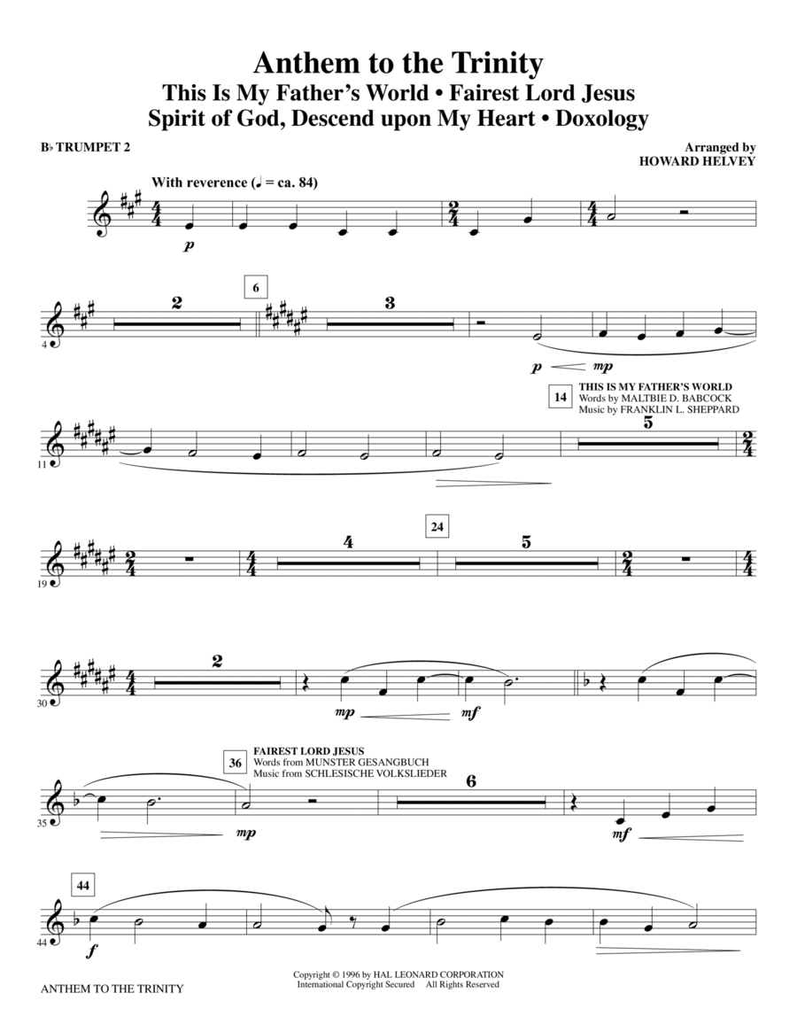 Anthem to the Trinity - Bb Trumpet 2 Choir scores gallery preview page 1