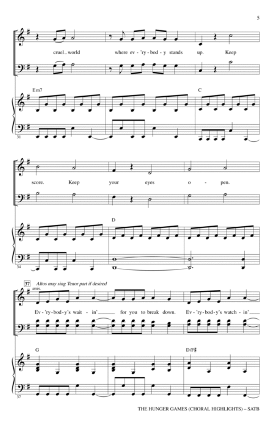 The Hunger Games (Choral Highlights) 4-Part scores gallery preview page 4