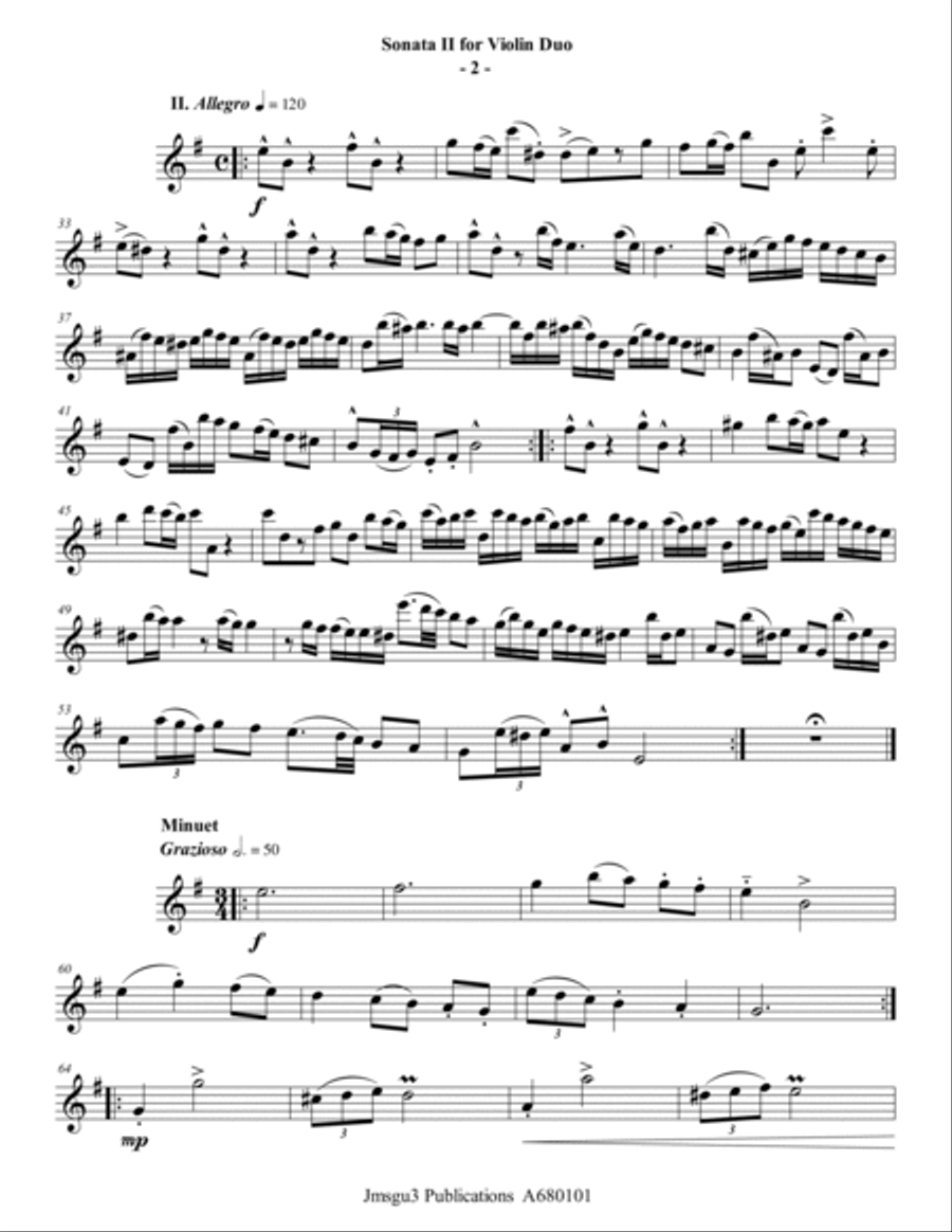 Sammartini: Sonata Op. 1 No. 2 for Violin Duo String Duet scores gallery preview page 2