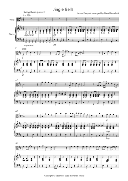 Jingle Bells (Jazzy Style!) for Viola and Piano image number null