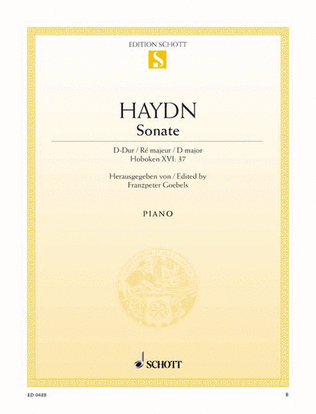 Book cover for Sonata D major, Hob. XVI:37