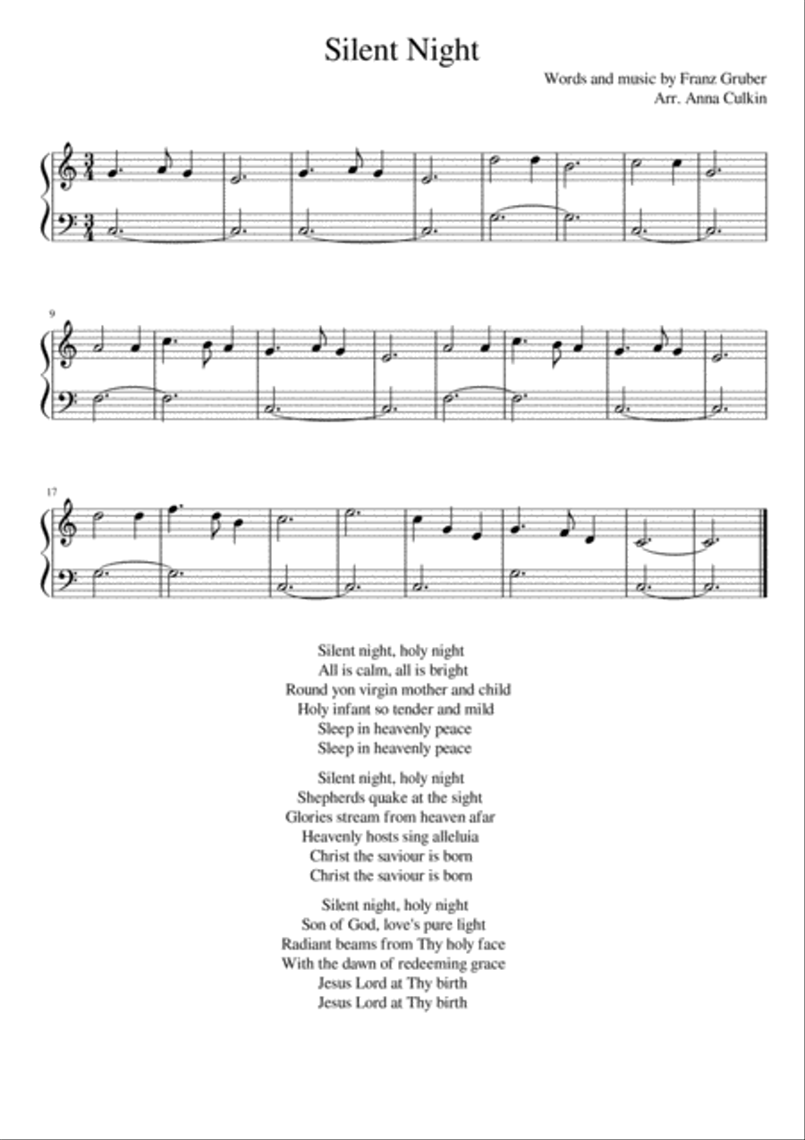 Silent Night - easy piano Easy Piano scores gallery preview page 1
