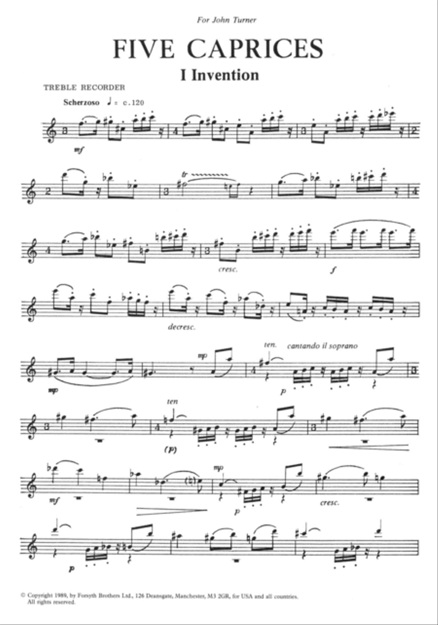 Five Caprices Recorder scores gallery preview page 2