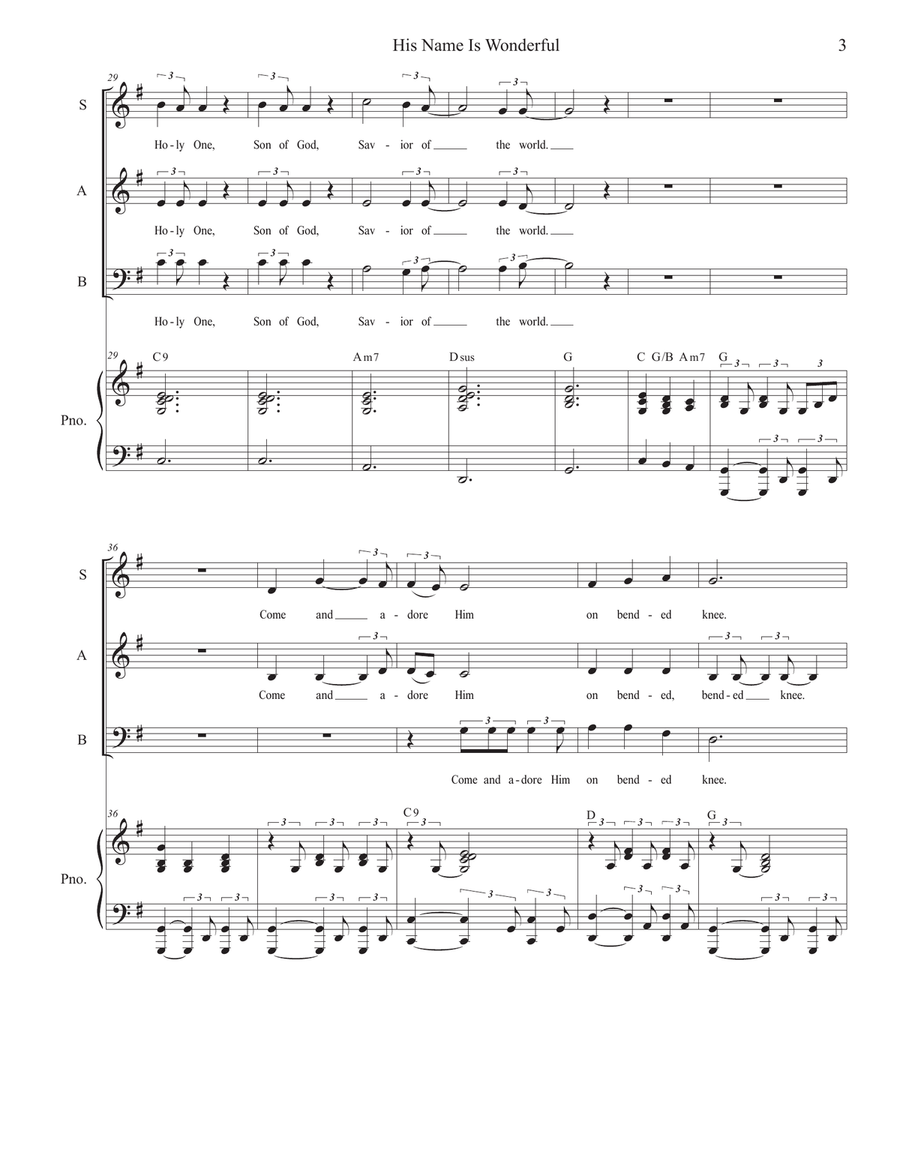 His Name Is Wonderful Piano, Vocal scores gallery preview page 3