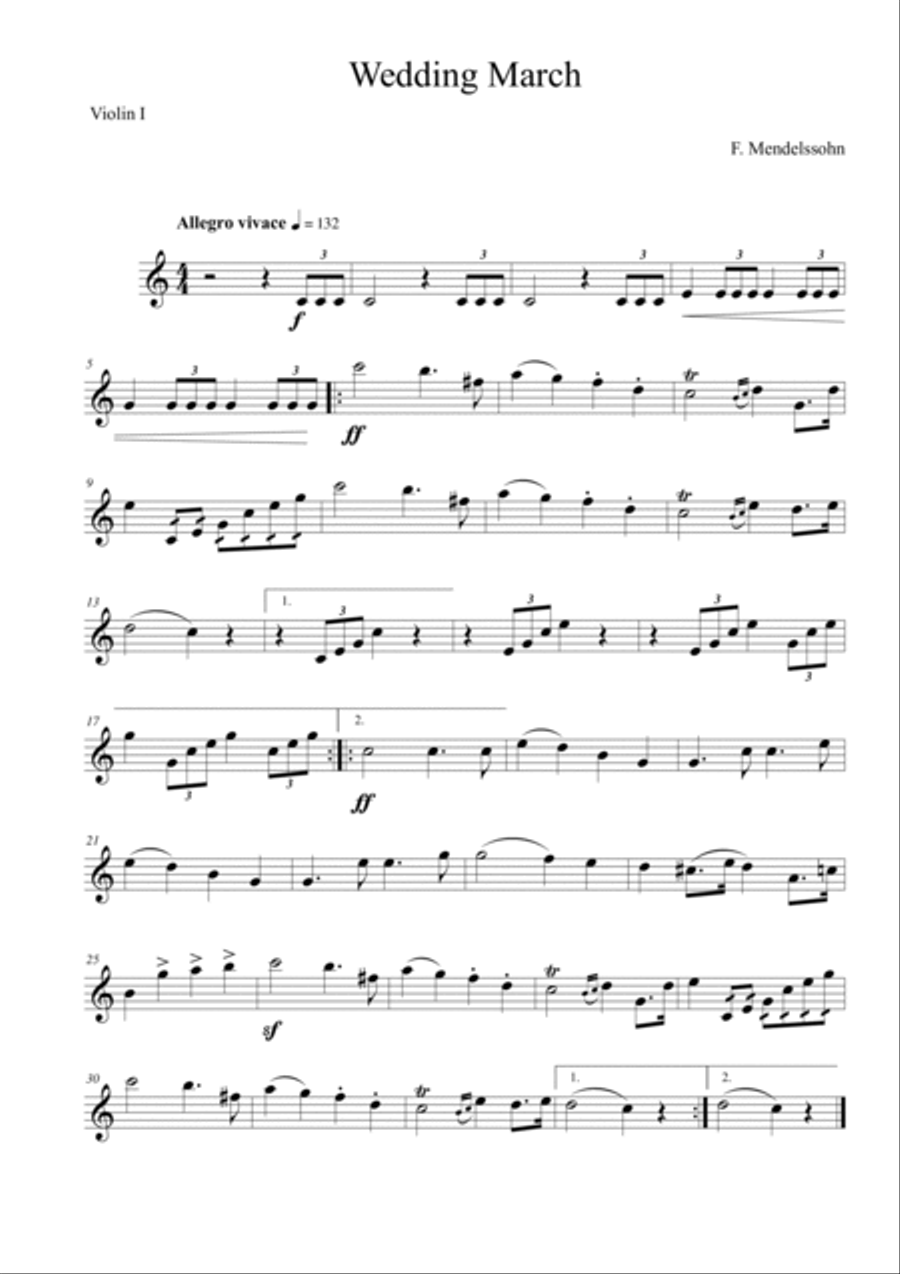 Wedding March Piano Quintet scores gallery preview page 5