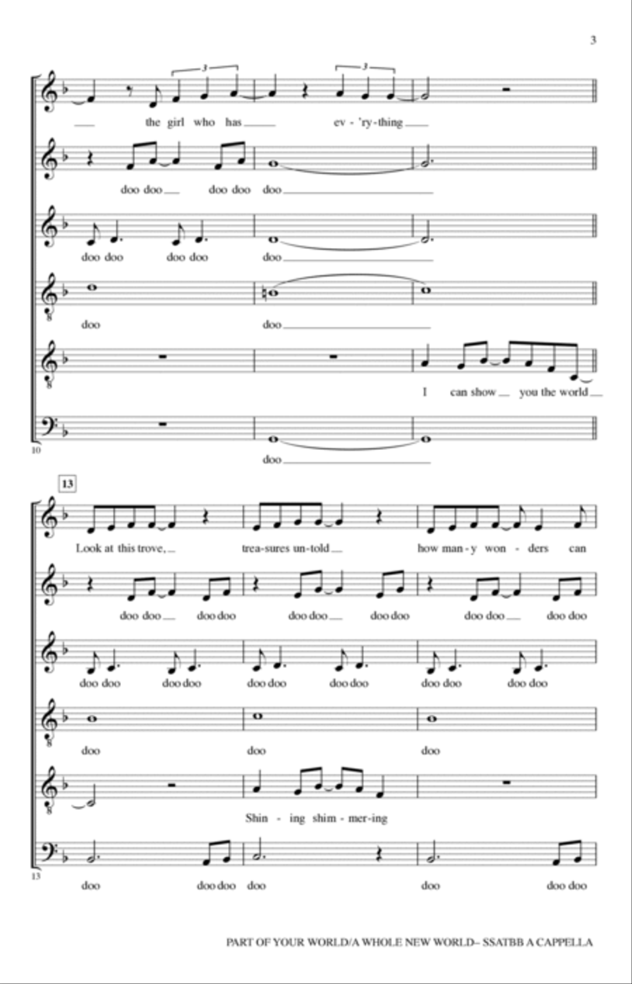 Part Of Your World/A Whole New World (from The Little Mermaid/Aladdin) (arr. Deke Sharon) 4-Part scores gallery preview page 3