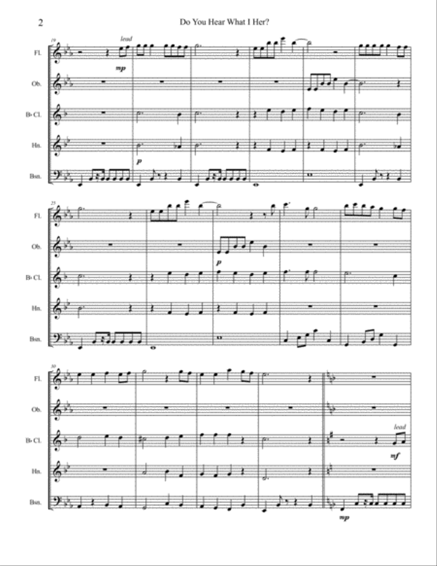Do You Hear What I Hear Woodwind Quintet scores gallery preview page 2