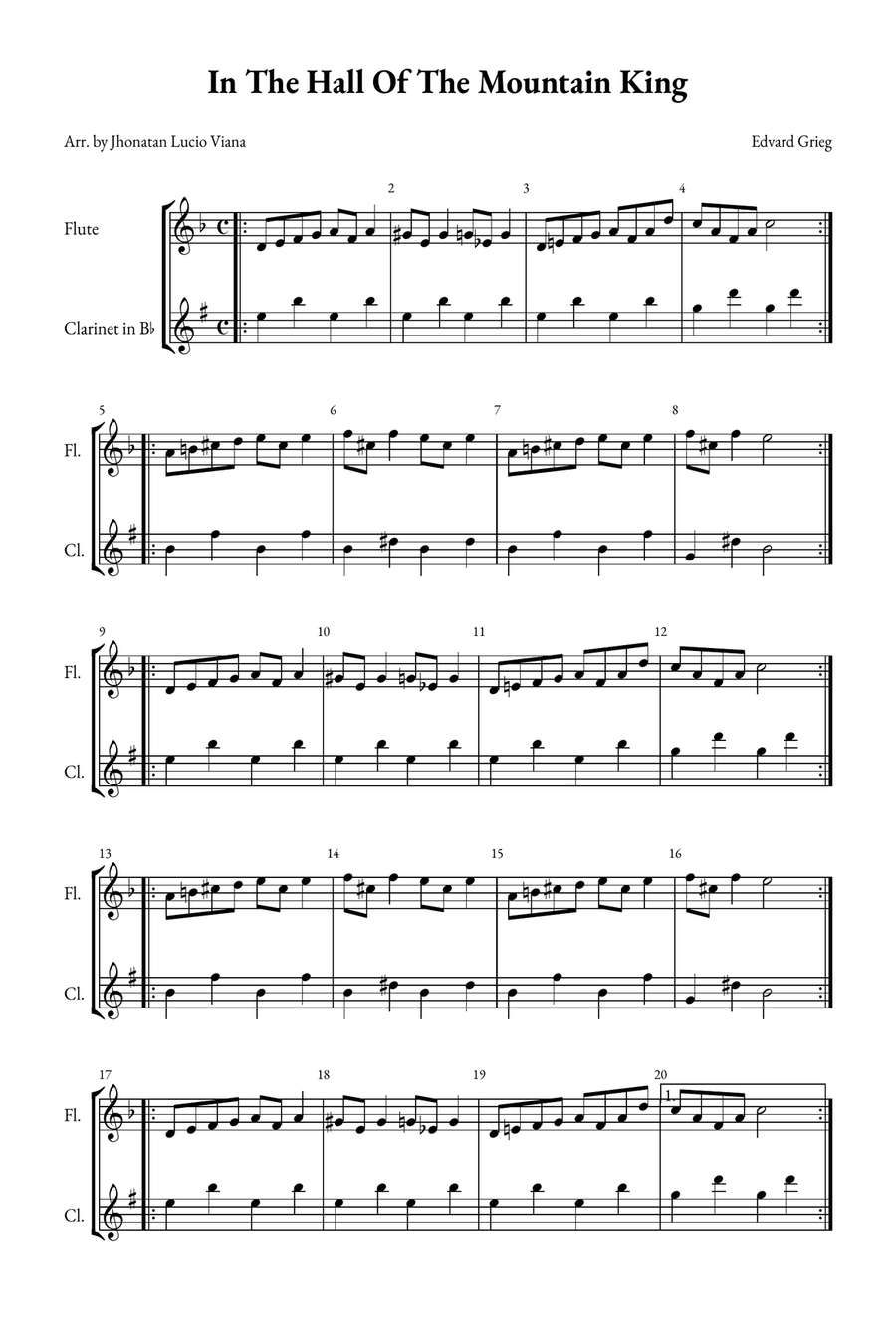 In The Hall of the Mountain King Woodwind Duet scores gallery preview page 1