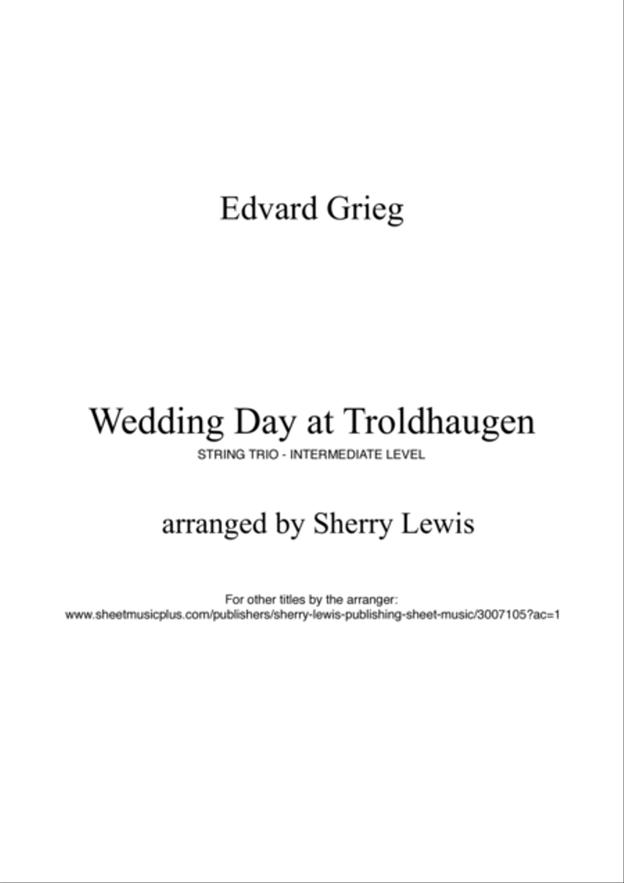 WEDDING DAY AT TROLDHAUGEN String Trio, Intermediate Level for 2 violins and cello or violin, viola image number null