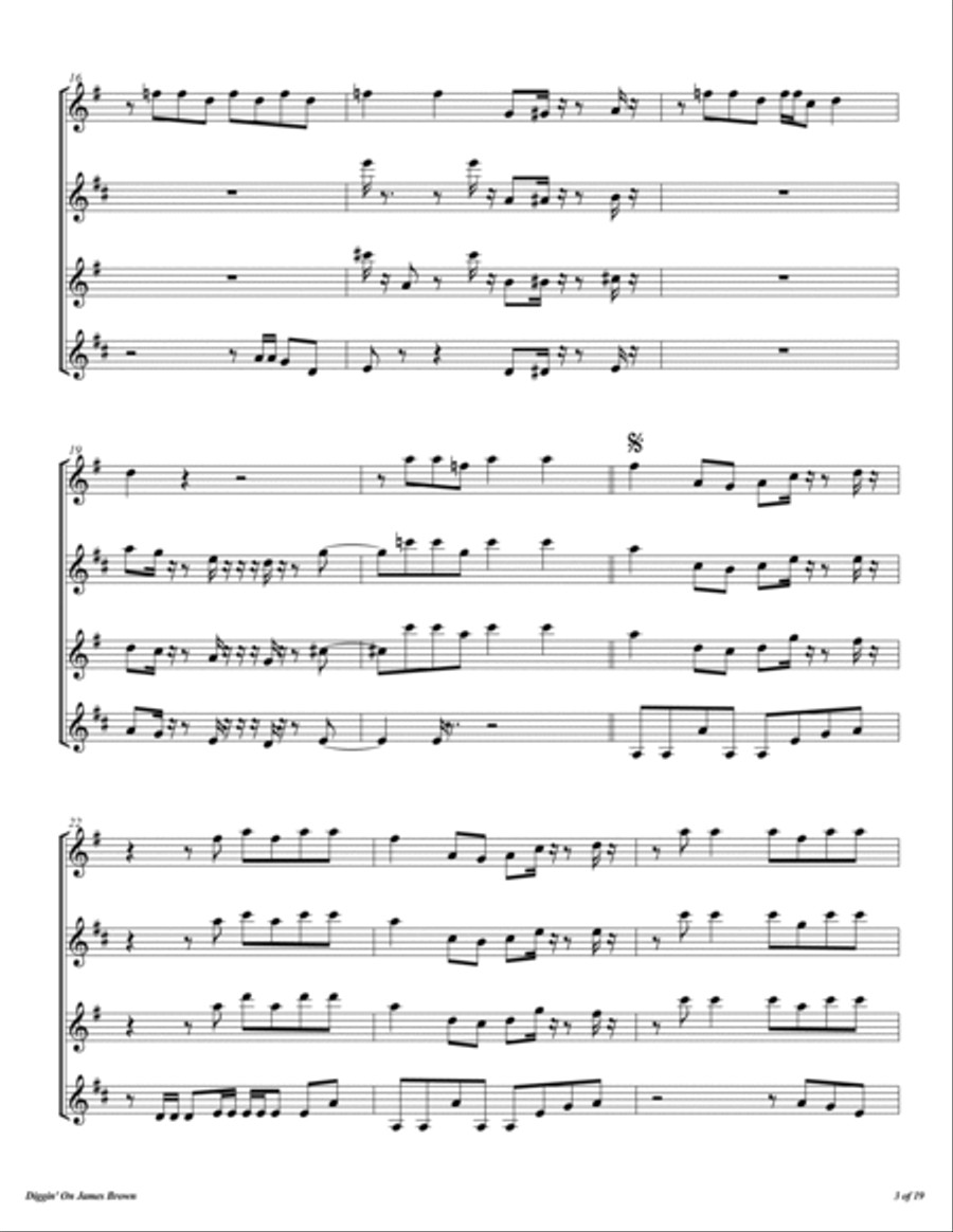 Diggin' On James Brown Woodwind Quartet scores gallery preview page 4