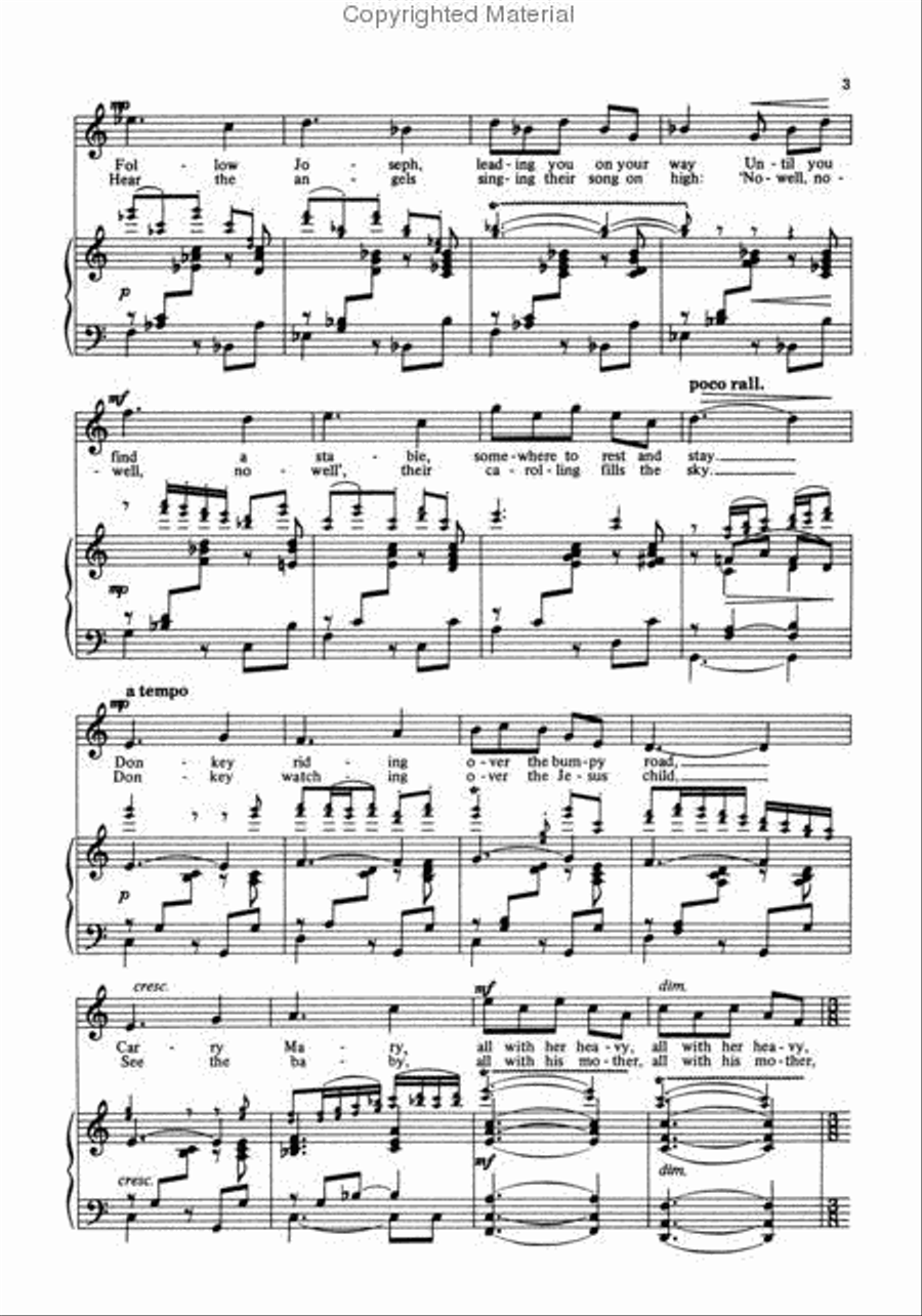 Donkey Carol Unison Choir scores gallery preview page 3