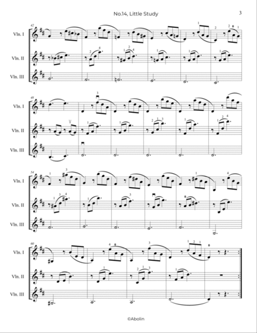 Schumann: Album for the Young, Op.68, No.14, Little Study - Violin Trio Chamber Music scores gallery preview page 4