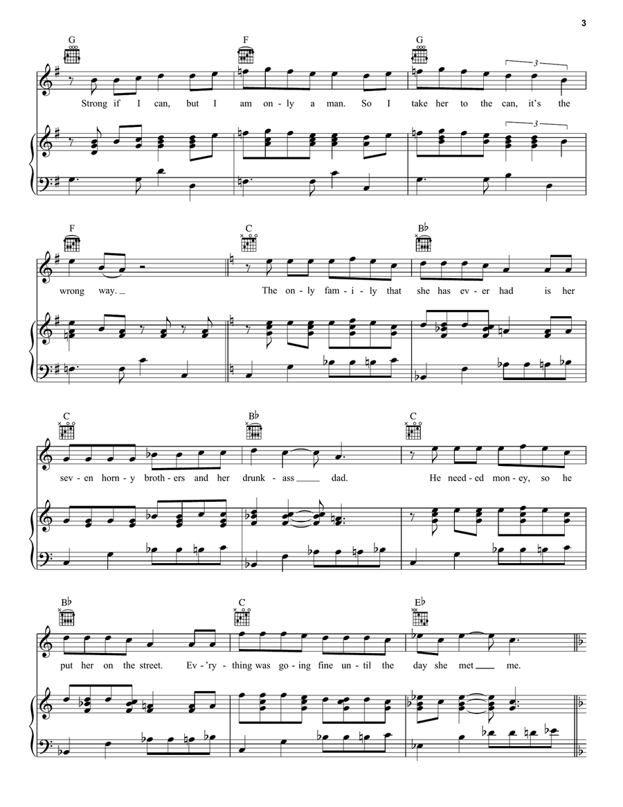 Wrong Way Piano, Vocal, Guitar scores gallery preview page 3