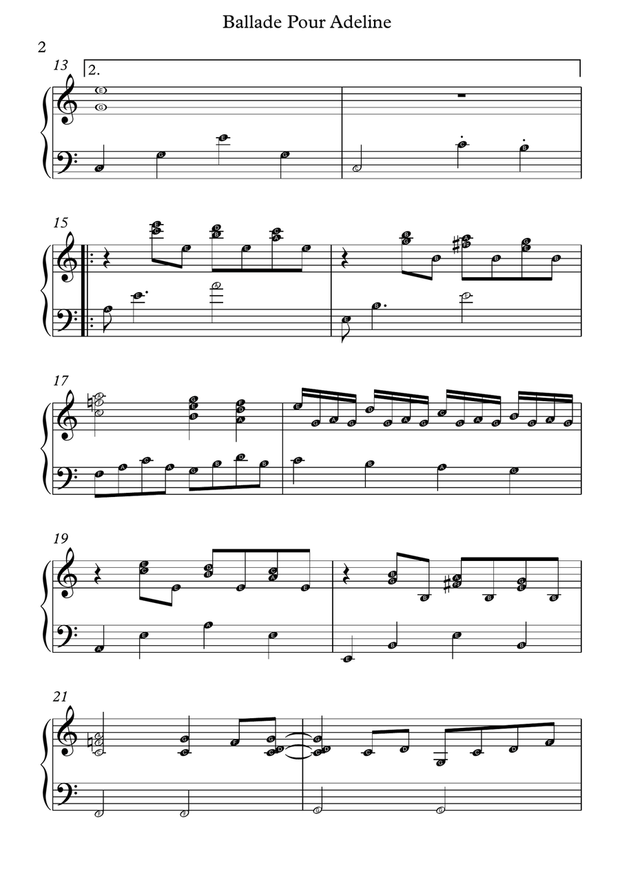 Ballade Pour Adeline Piano Solo scores gallery preview page 2