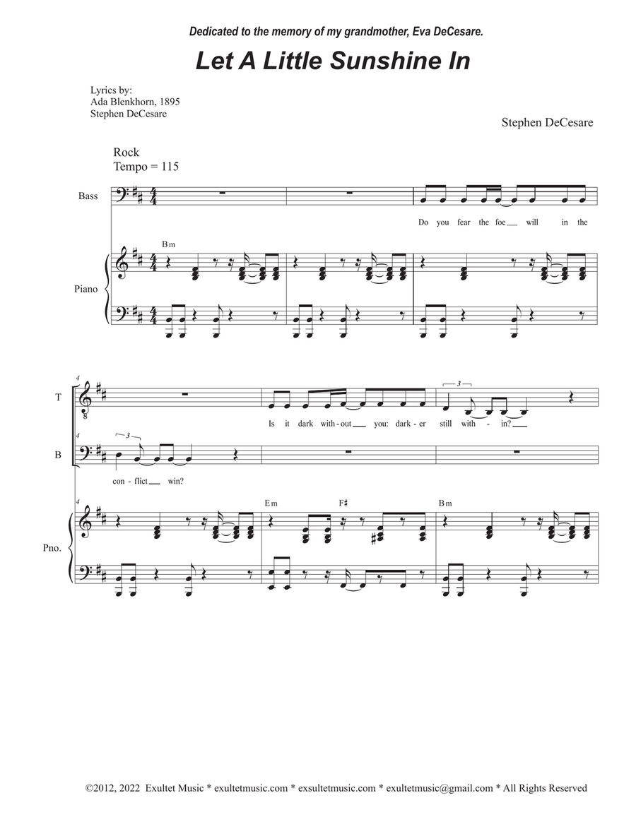 Let A Little Sunshine In (2-part choir - (TB)