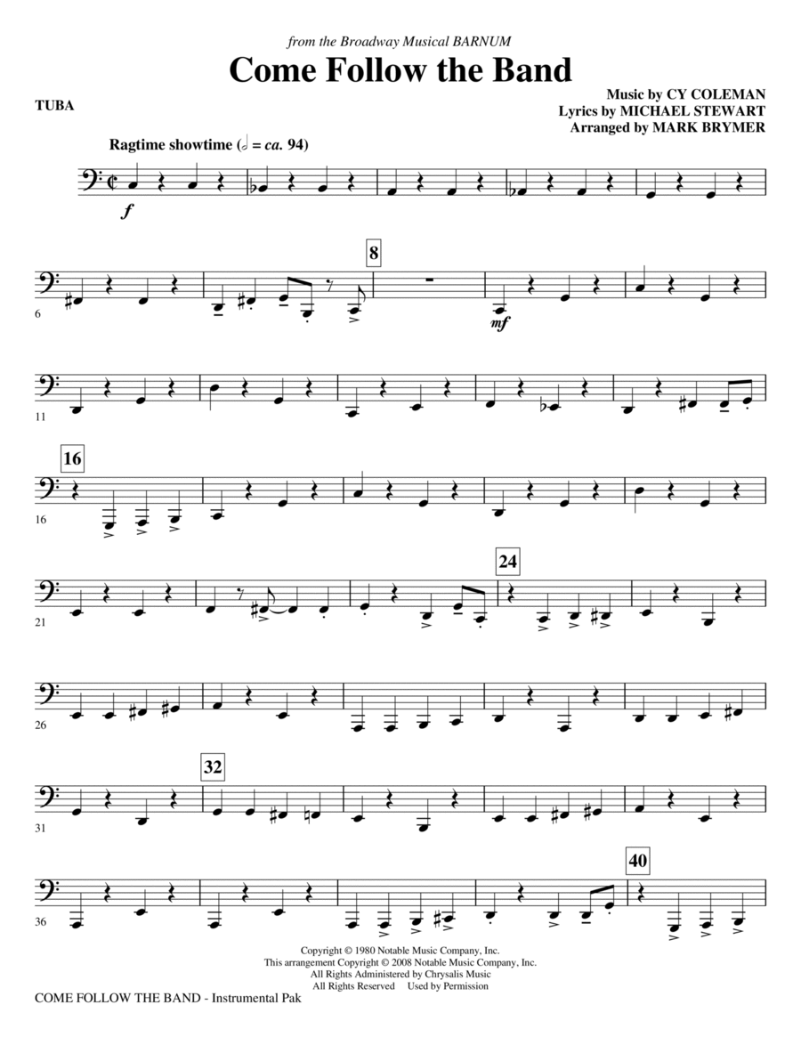 Come Follow The Band - Tuba Choir scores gallery preview page 1