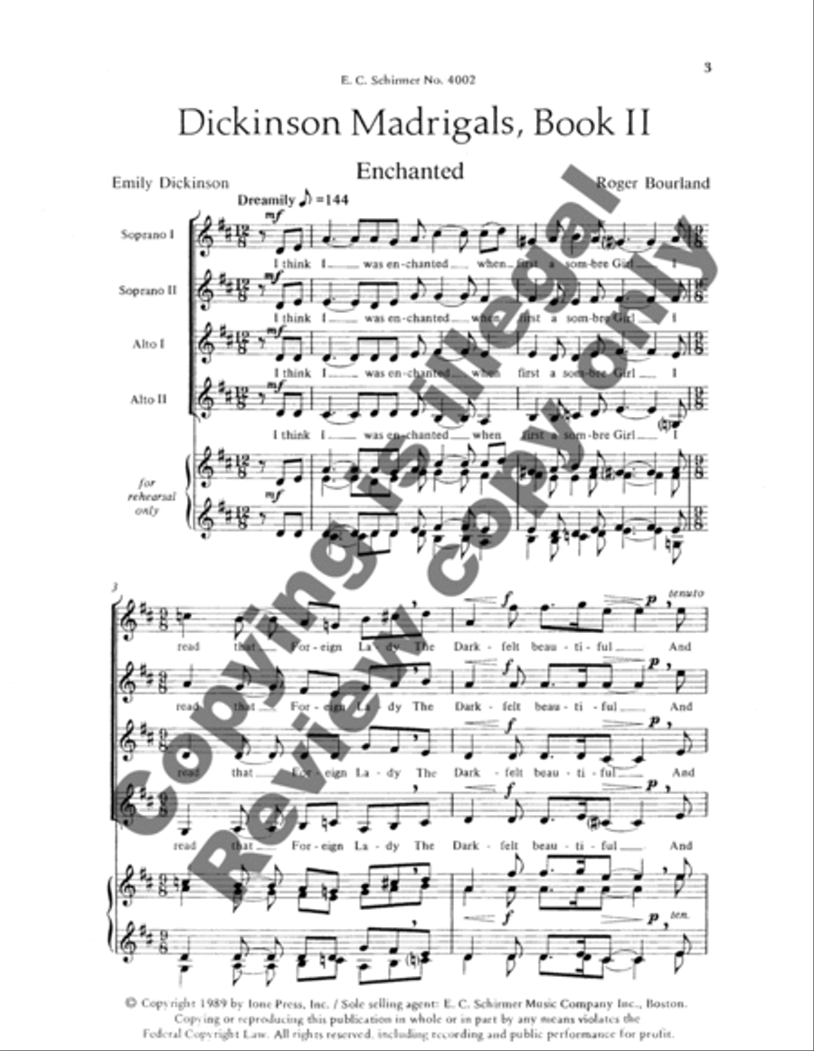 Dickinson Madrigals, Book II SSAA scores gallery preview page 9