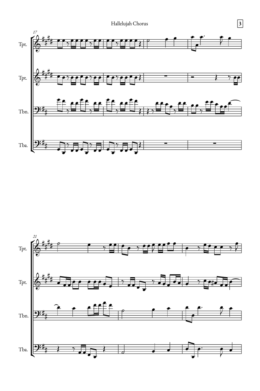 Hallelujah Chorus Brass Quartet scores gallery preview page 3