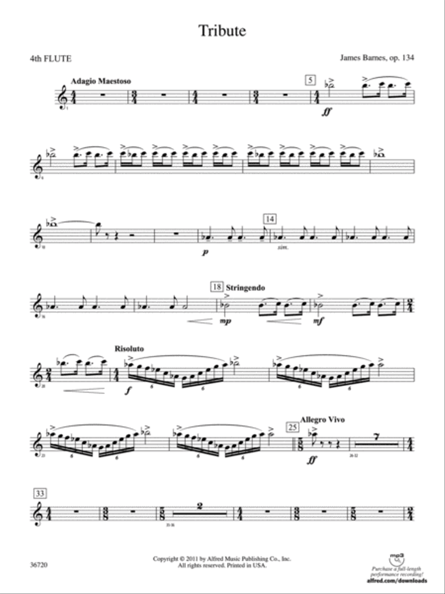 Tribute: 4th Flute Tribute: 4th Flute Concert Band scores gallery preview page 1