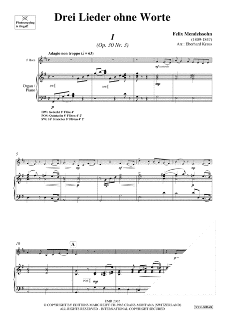 Drei Lieder ohne Worte Drei Lieder ohne Worte Horn scores gallery preview page 5