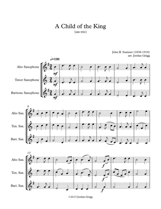 Book cover for A Child of the King (sax trio)