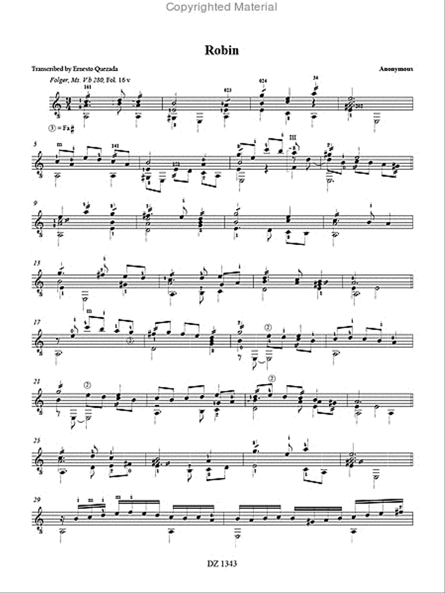 Renaissance and Baroque music for guitar - Elizabethan Popular Songs Classical Guitar scores gallery preview page 2