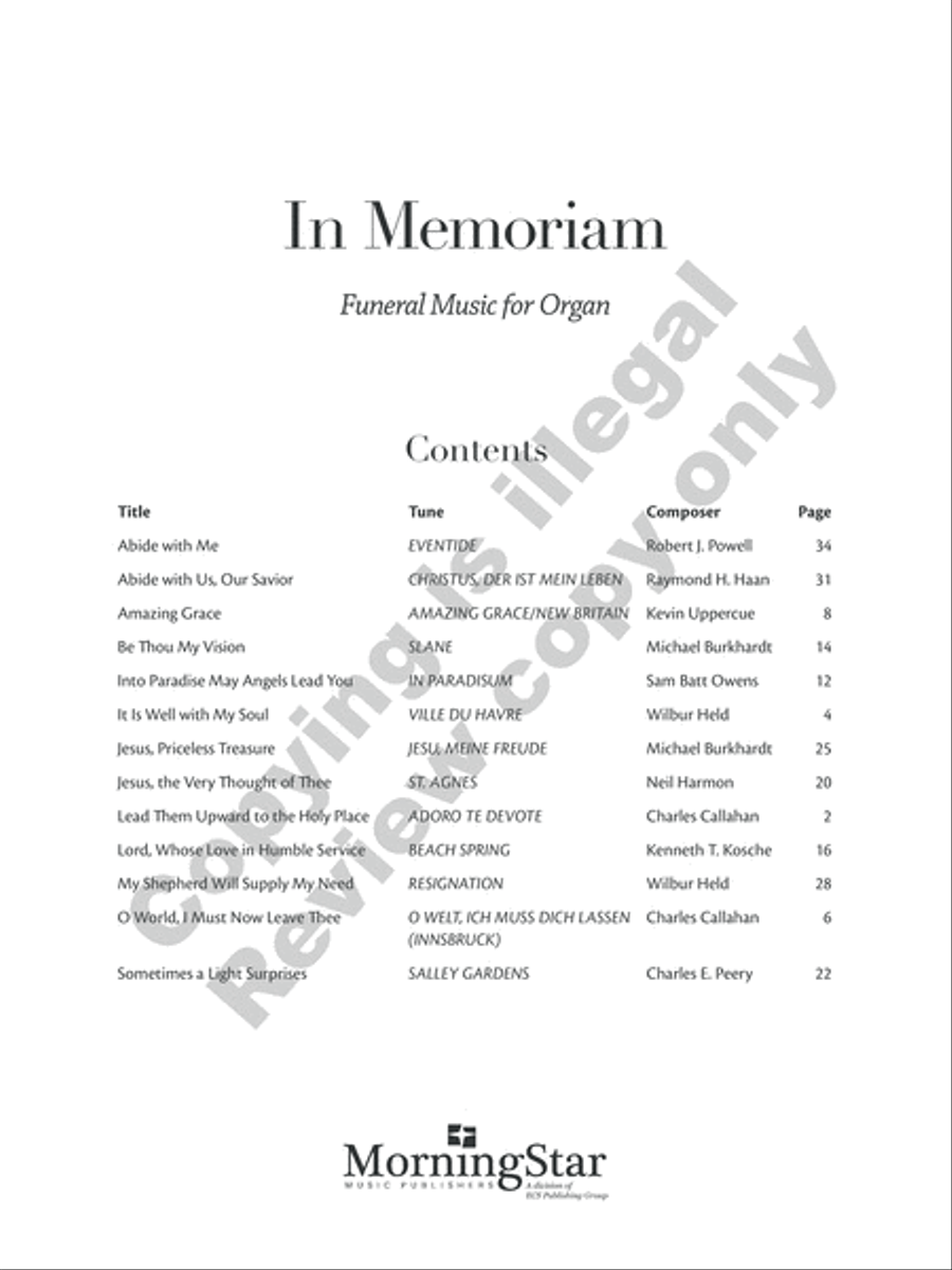 In Memoriam: Funeral Music for Organ Organ Solo scores gallery preview page 3