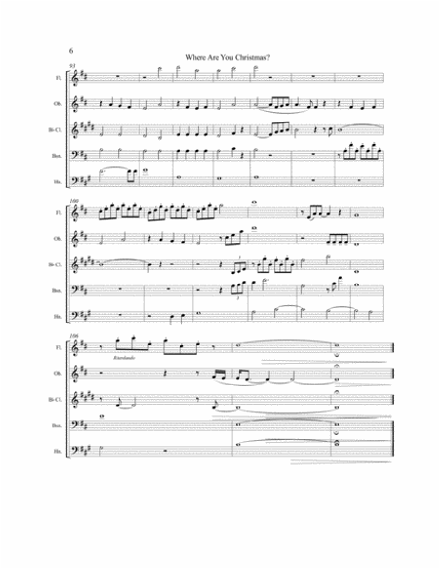 Where Are You Christmas? Woodwind Quintet scores gallery preview page 6