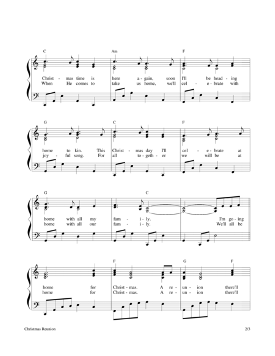 Christmas Reunion Piano, Vocal, Guitar scores gallery preview page 2