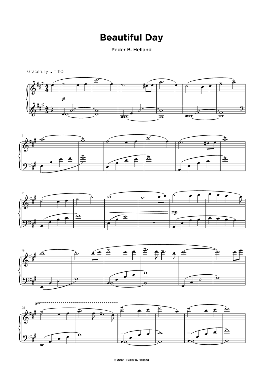 Beautiful Day Beautiful Day Easy Piano scores gallery preview page 1