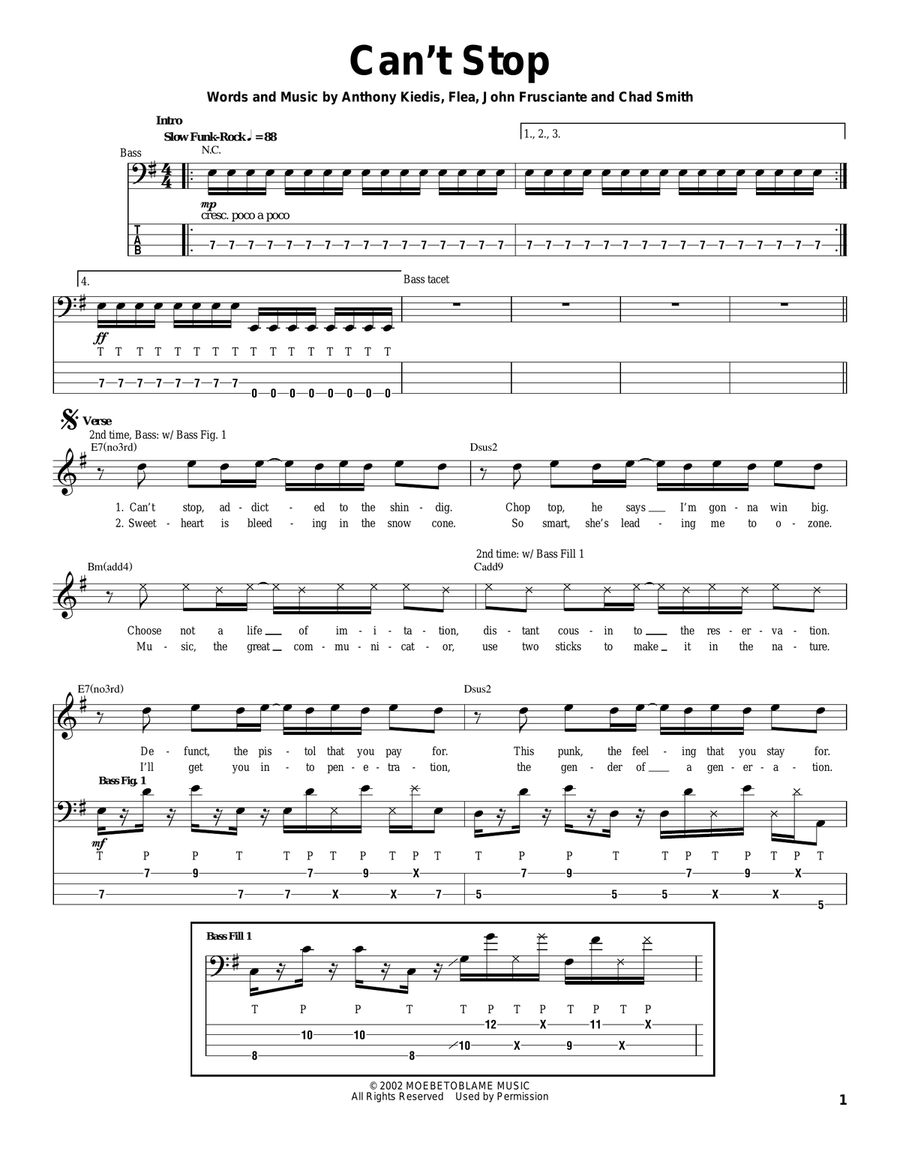 Can't Stop Acoustic Guitar scores gallery preview page 1
