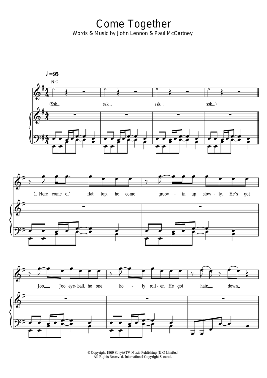 Come Together Come Together Piano, Vocal, Guitar scores gallery preview page 1