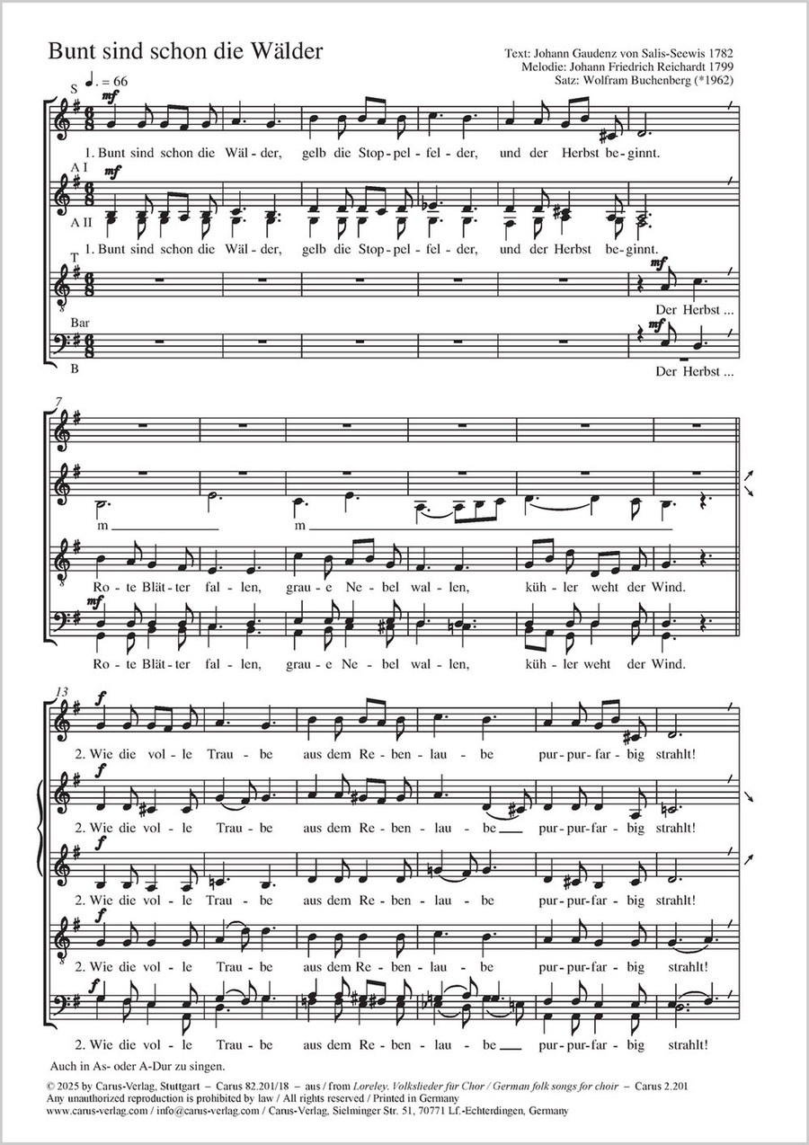 Bunt sind schon die Waelder Choir scores gallery preview page 1